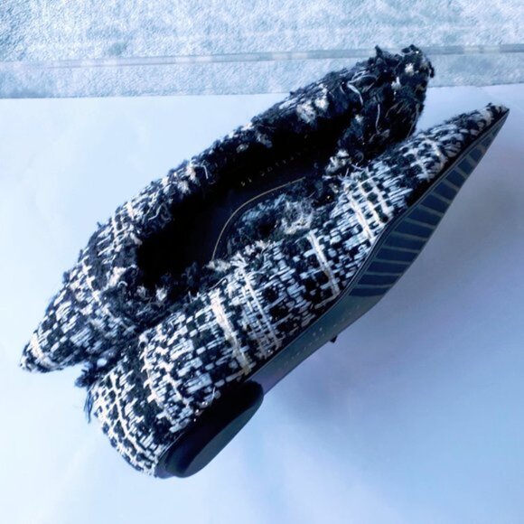 Zara black white & metallic tweed ballerina flats - Picture 4 of 7